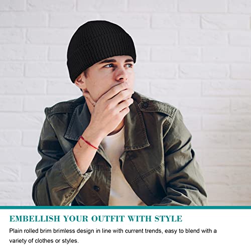 Thicker Knit Trawler Beanie Cap for Men & Women - One Size Black