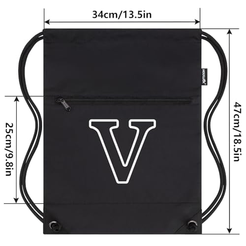Drawstring Backpack Cinch Bag for Sports & Travel - Black-V