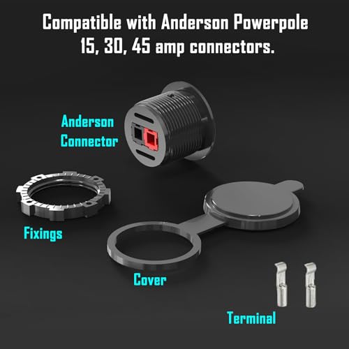 KarlKers PP15-30-45 Anderson Powerpole Weatherproof Connector with Cover – 45A Marine/Vehicle Power Plug