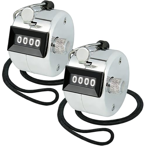 Handheld Mechanical Tally Counter - 2-Pack with Metal Case & Lanyard