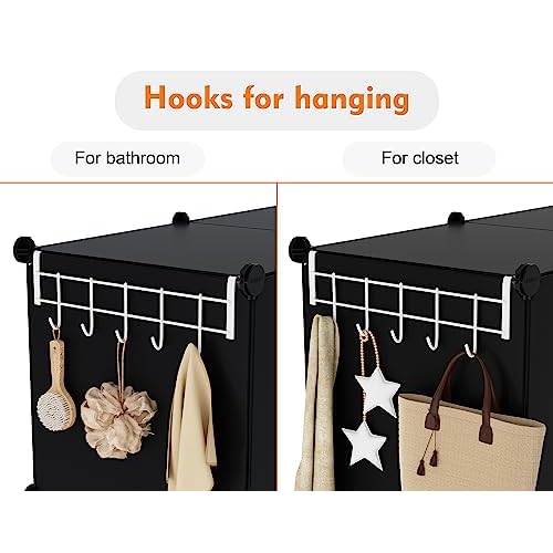 HOMIDEC Closet Organizers and Storage, 12 Cube Storage Organizer, Portable Closet Organization Clothes Shelves for Kids, Closet, Bedroom, Bathroom, Office, Black