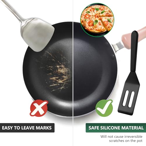 Small Silicone Spatula for Nonstick Cookware - Heat Resistant Mini Spatula (Black-2)