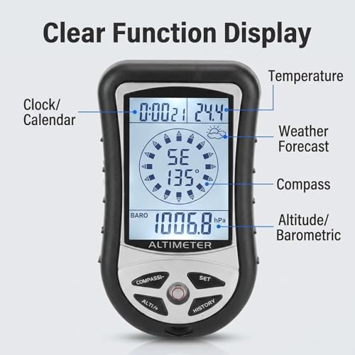 8-in-1 Digital Altimeter, Compass, Thermometer & Barometer for Hiking