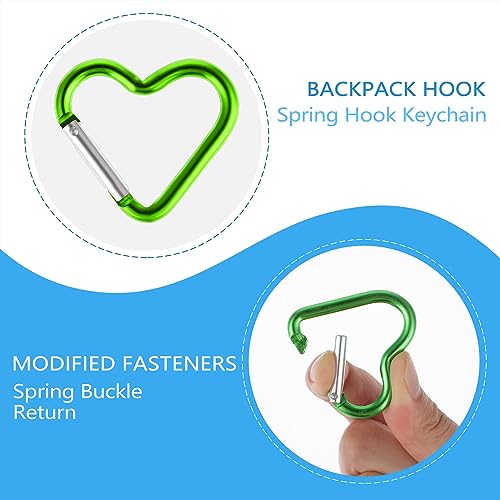 10-Pack Heart Shaped Carabiner Keychain Clips - Durable Aluminum
