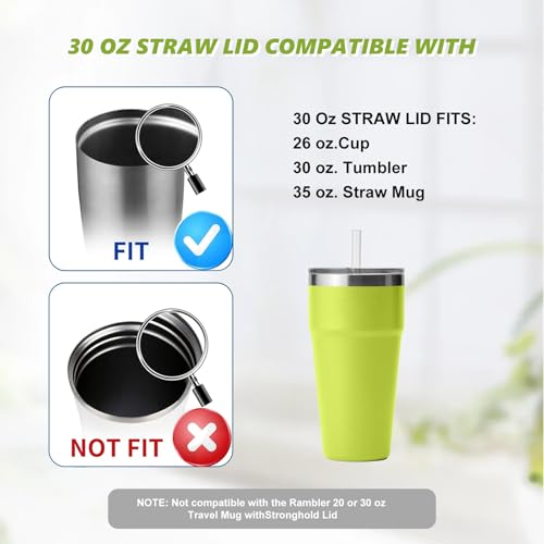 LiStarUs 30 oz Tumbler Straw Lid Replacement Set for YETI Rambler & More - 2 Pack