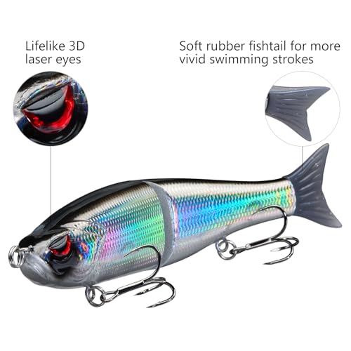 Bassdash Glide Swimbait Jointed 7in 2.2oz - Black/Silver