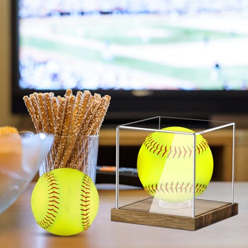Acrylic Softball Display Case with Wood Base - Elegant Storage Box