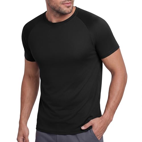 Men's Black Quick Dry Moisture Wicking Workout T-Shirt - XX-Large