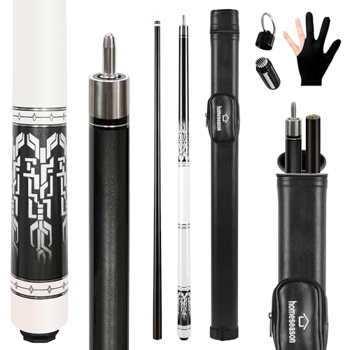 HomeSeason Black 18oz Fiberglass Pool Cue with Bag, 58" Professional Billiard Stick