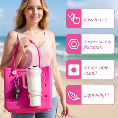 Cup Holder for Beach Totes - Fits 30oz & 40oz Tumblers - Pink