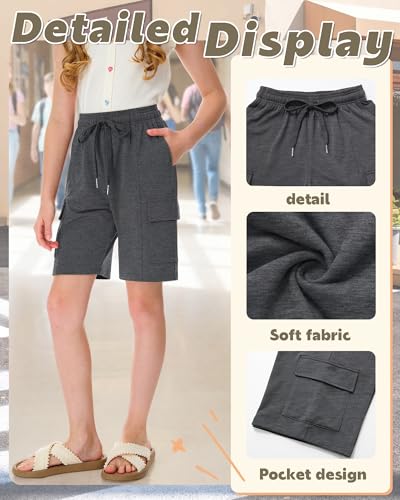 Girls' Bermuda Cargo Shorts - Dark Mixed Gray, 5-6 Years