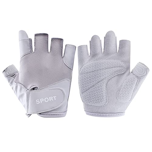 Workout Gloves for Women - Full Palm Protection, Large Grey