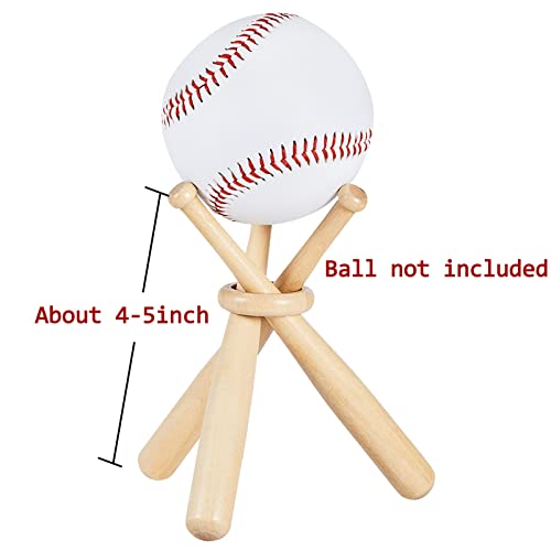 Baseball Stand Holder Display - Wood Table Decor - 2 Sets