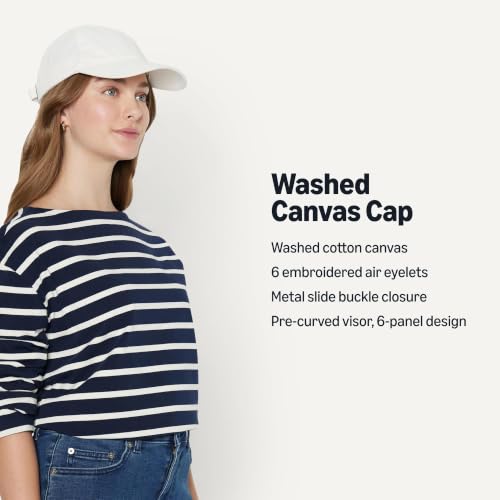 Amazon Essentials Women's Washed Cotton Canvas Baseball Cap with Adjustable Strap - One Size White