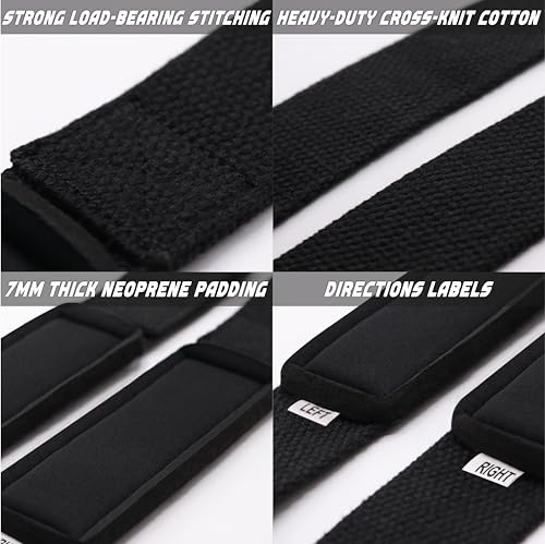 ACTIVE CORE ESSENTIALS Black Neoprene Padded Weightlifting Wrist Straps - 22.5 Inch Cotton Support for Men & Women