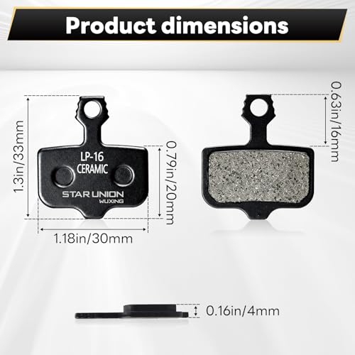 STAR UNION WUXING Ceramic Bike Disc Brake Pads - Black, 1 Pair for SRAM Avid, Lectric XP
