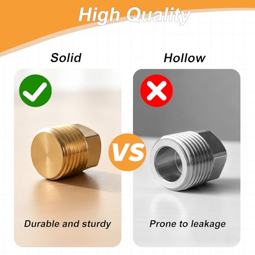 1/2 Inch NPT Solid Brass Boat Drain Plugs - 2 Pack