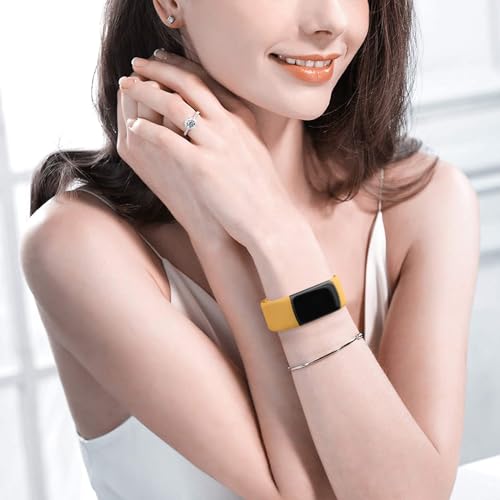 Silicone Sport Band for Fitbit Charge 6 - Yellow Replacement Strap