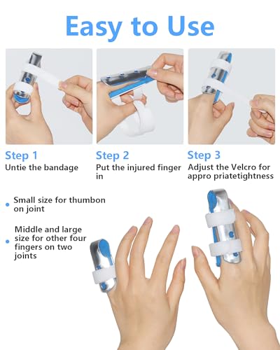 Metal Finger Splint for Middle Finger - 2PCS Medium Size - Blue