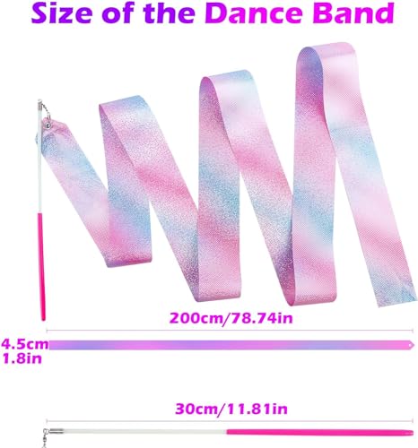4PCS Sparkly Dance Ribbon Wands - Pink & Blue for Kids