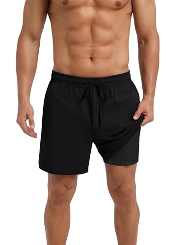 Men's Quick Dry Athletic Shorts with Pocket - X-Large / Black
