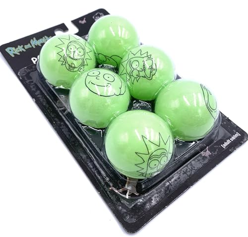 Rick and Morty Neon Green Ping Pong Ball Set - 6 Balls