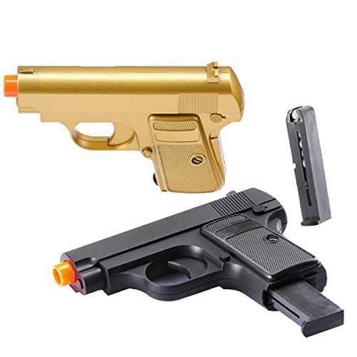 Lightweight Dual Airsoft Spring Pistols - Gold & Black