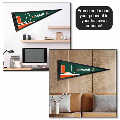 Miami Canes Full Size Felt Pennant Flag - 12x30 Inch