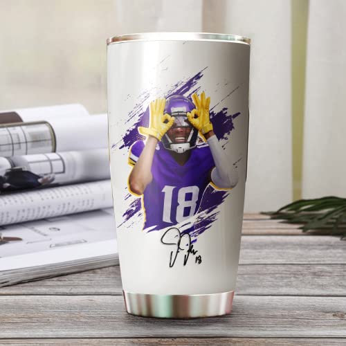 Justin Minnesota Jefferson Griddy Insulated 20oz Stainless Steel Tumbler with Lid - Football Fan Gift