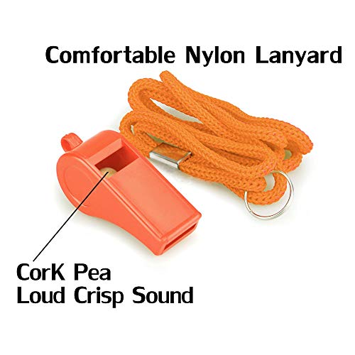 Super Loud 120dB Emergency Survival Whistle with Lanyard - Orange B