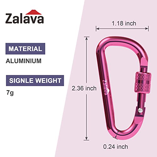 2-Inch Aluminum Carabiner Keychain - 6PCS Berry Pink