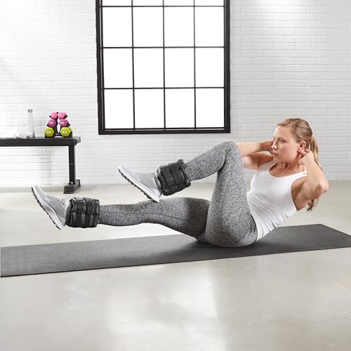 Adjustable Ankle Weights Set - 5 Pound (2.5 lbs Each) - Black