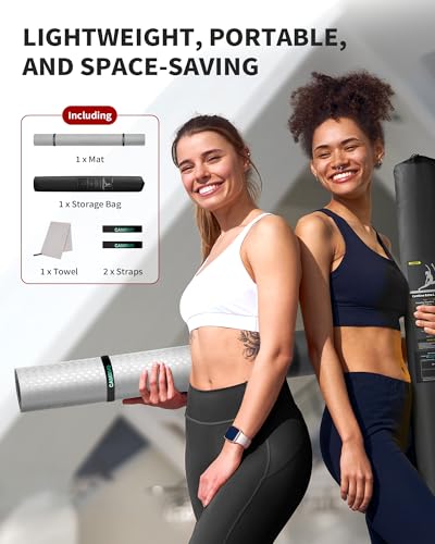 CAMBIVO 72x48in Extra Thick Yoga Mat - Gray, 6mm Non-Slip TPE Fitness Mat