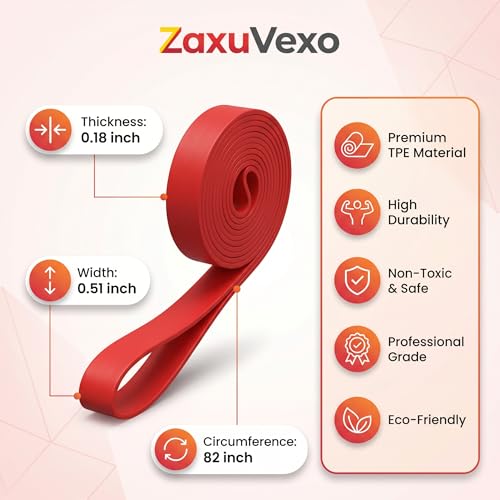 Pull Up Resistance Band - 41-Inch Latex Exercise Band - Dark Red, 12-25 Lbs