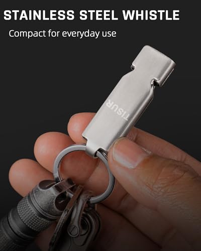 Emergency Whistle Keychain - Loud Stainless Steel (1-Pack)
