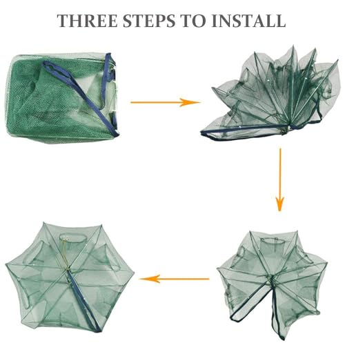 HunterBee 1Pc Foldable Fish Trap with 6 Holes – Portable Crawfish, Crab & Shrimp Bait Net