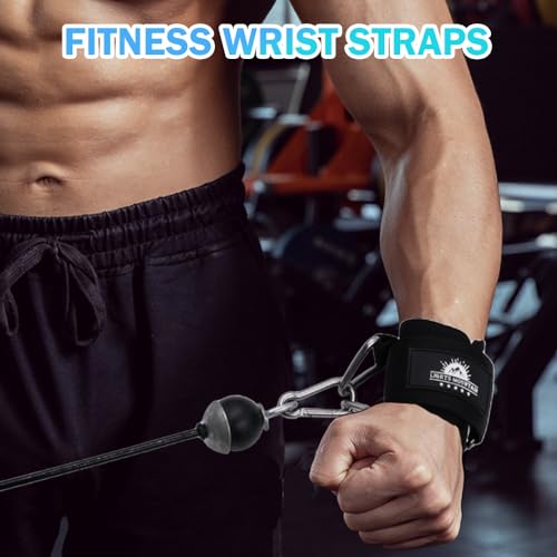 Padded Wrist Cuffs for Cable Machines - Adjustable Size L (6.7"-7.7") - Black