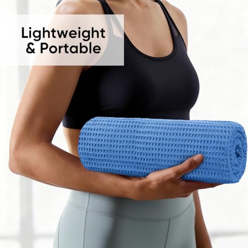 Yoga Mat Towels - Ultra-Absorbent Microfiber, 2 Pack, Blue/Pink