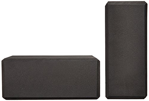 Non-Slip Yoga Blocks Set of 2 - 4" x 9" x 6" - Black