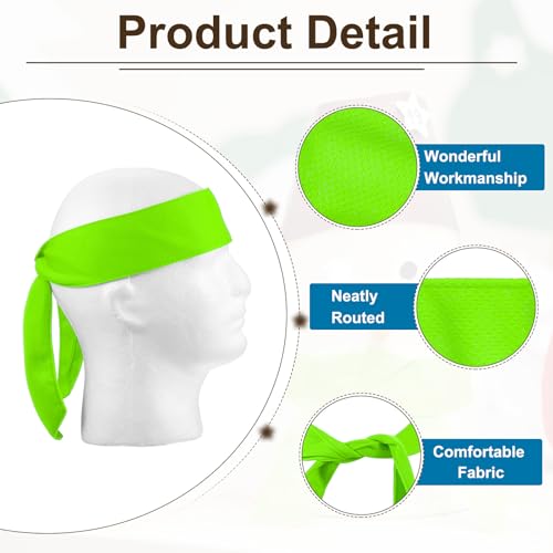 Fluorescent Green Ninja Headband - Adjustable Sweat Wicking Head Tie