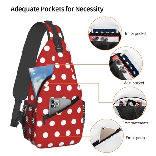 QISENTIS Red White Polka Dot Crossbody Sling Bag for Women & Men