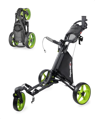 Lightweight Golf Push Cart with 360° Swivel Wheel - Lime