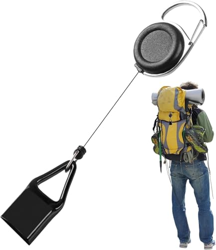 Retractable Lighter Clip Set - 2 Black Belt Leashes for Outdoor