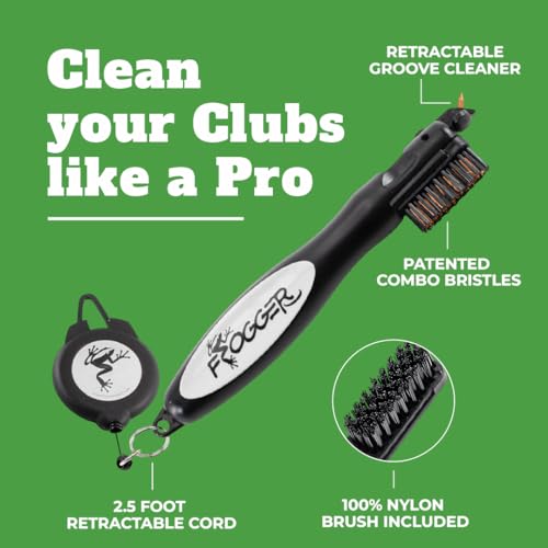 Golf Club Cleaner Brush with Ergonomic Grip & 2.5 ft Cord - Orange