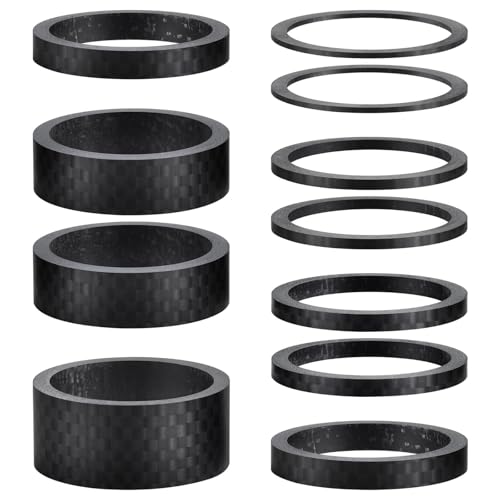 11PCS Carbon Fiber Headset Spacers for 1-1/8 Inch Stems - Matte Finish