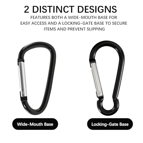 3 Inch Aluminum Carabiner Clip Set - 10 Pack D-Ring & Snap Hook Keychain