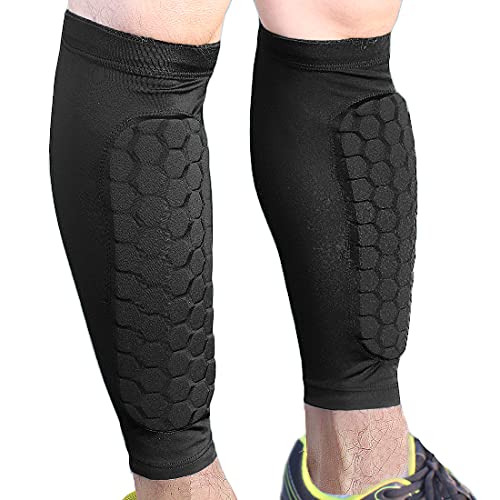 Soccer Shin Guards with Honeycomb Foam Pads - Black Medium