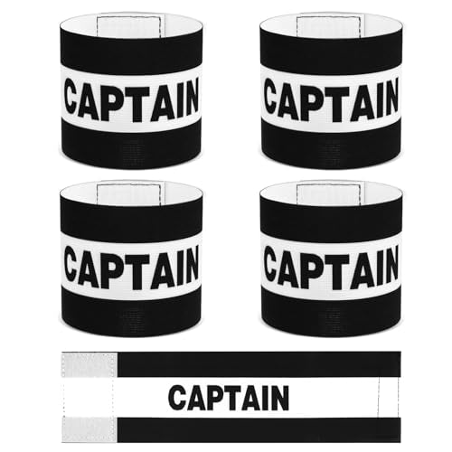 Captain Armbands for Soccer - Adjustable Black Set of 4