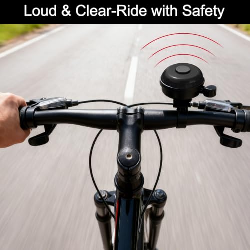 Aluminum Bike Bell - Loud Crisp Sound - Easy Installation - Black