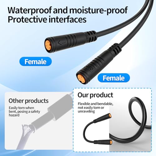 3-Pin Electric Bike Adapter Cable - 5.2in Waterproof Connector